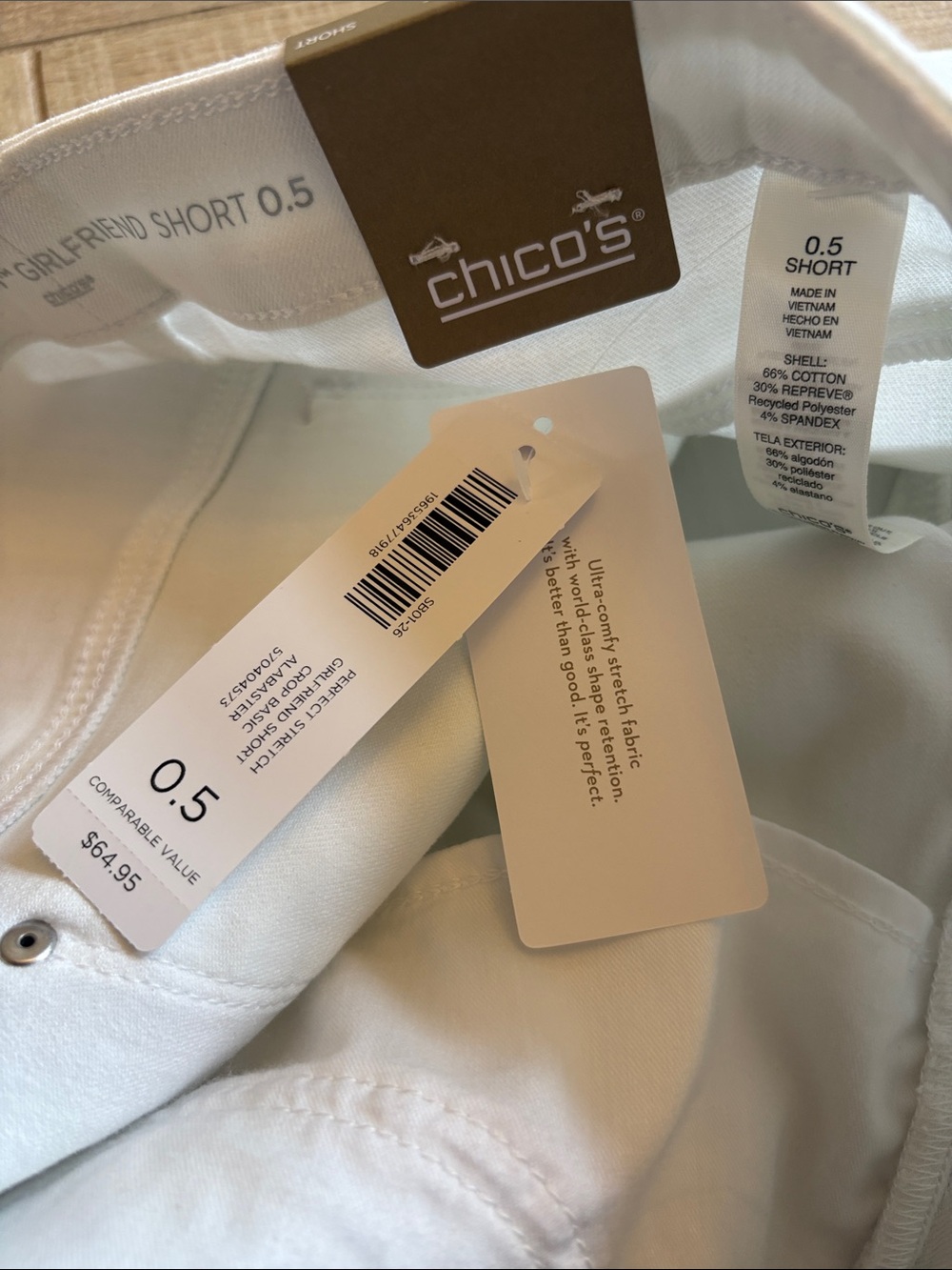 Chico's White Girls’ Girlfriend Shorts 0.5